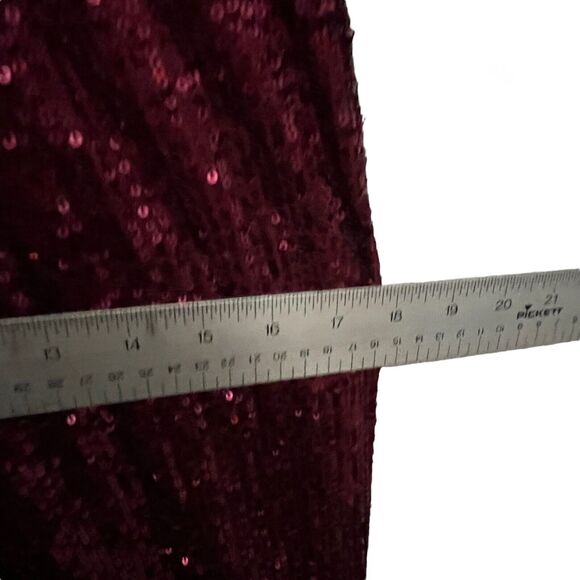 Eliza J Sequined Gown Dress Cranberry Red Christmas Women Size 8 Long Sleeve - Picture 13 of 14